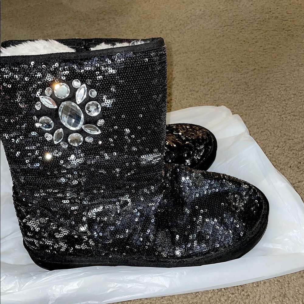 Black Sequin Boots